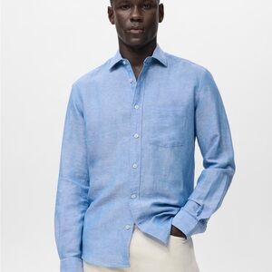 Canali Sky Blue Casual Button Down Shirt